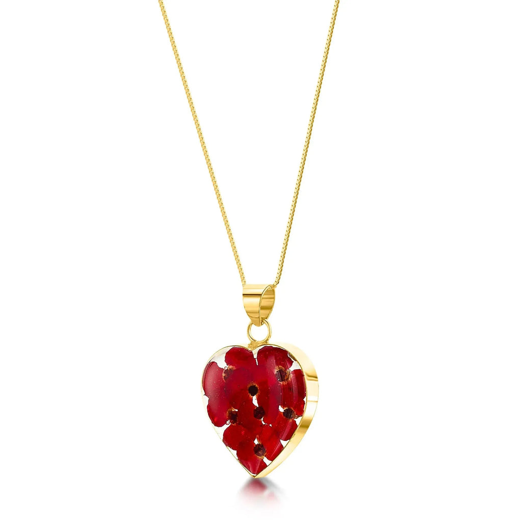 Real Flower Heart Necklace in Sterling Silver