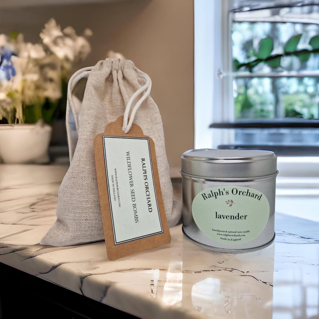 Gardener's Gift Set with Flower Press and Scented Candle