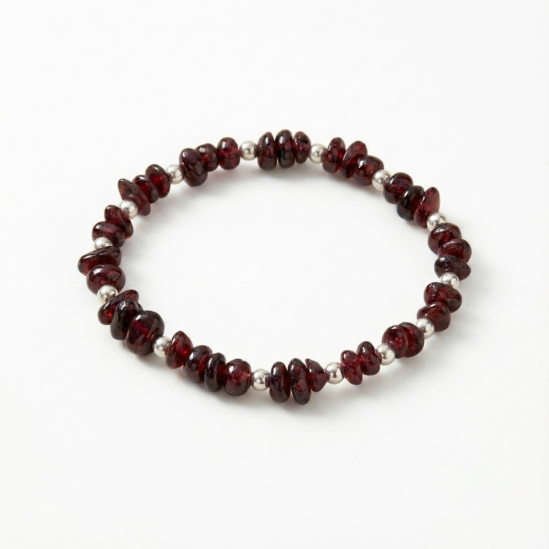 Garnet Crystal Bead Bracelet in Sterling Silver or Gold