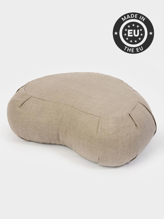 Organic Buckwheat Zafu Crescent Linen Meditation Cushion