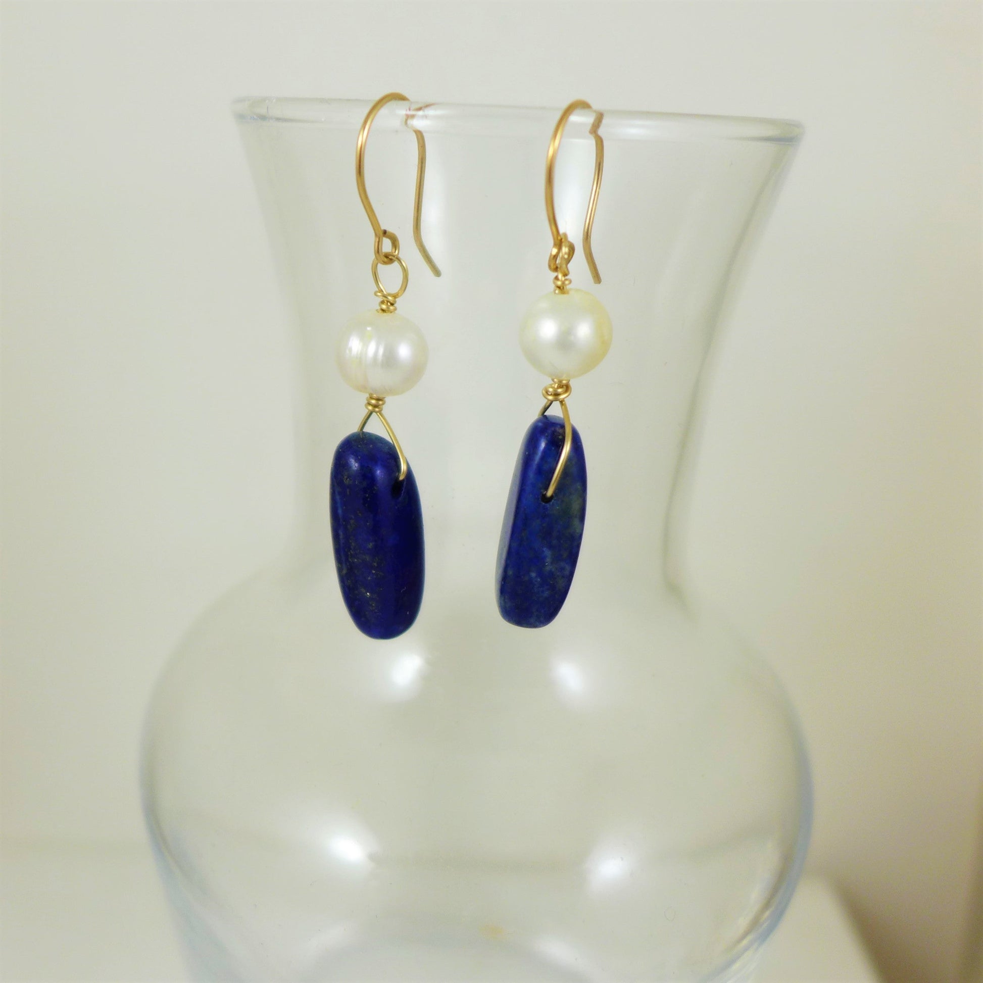 Lapis & Pearl Earrings