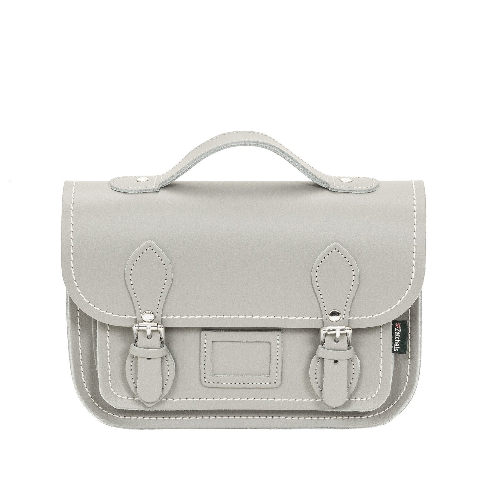 Ghost Grey Leather Midi Satchel