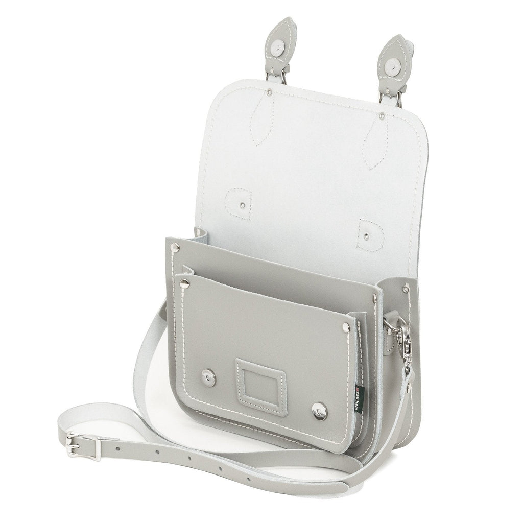 Ghost Grey Leather Midi Satchel