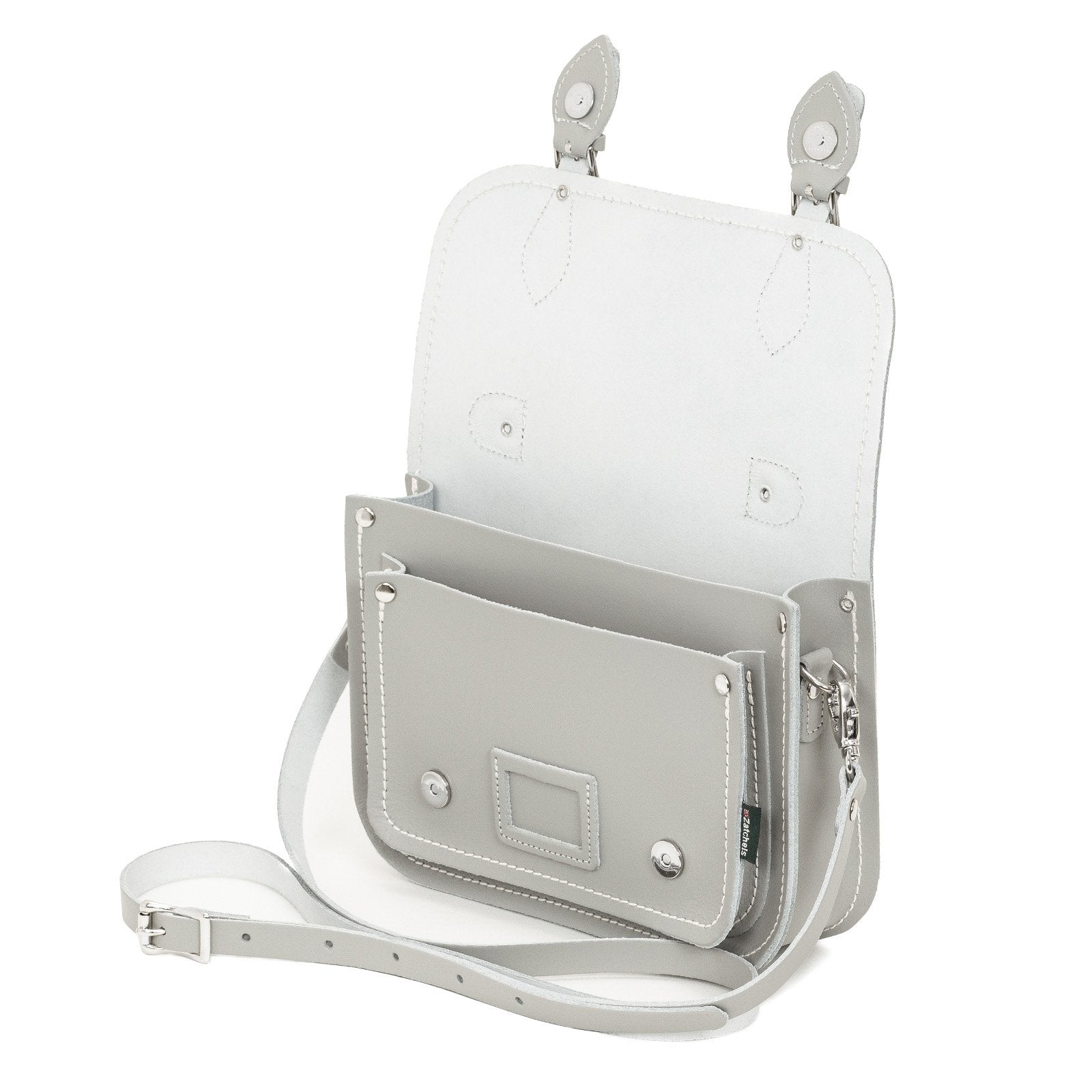 Ghost Grey Leather Midi Satchel