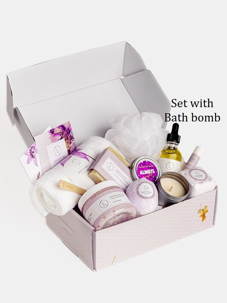 All Natural Bath & Body Gift Set - Lavender Bath Bomb and Shower Steamer