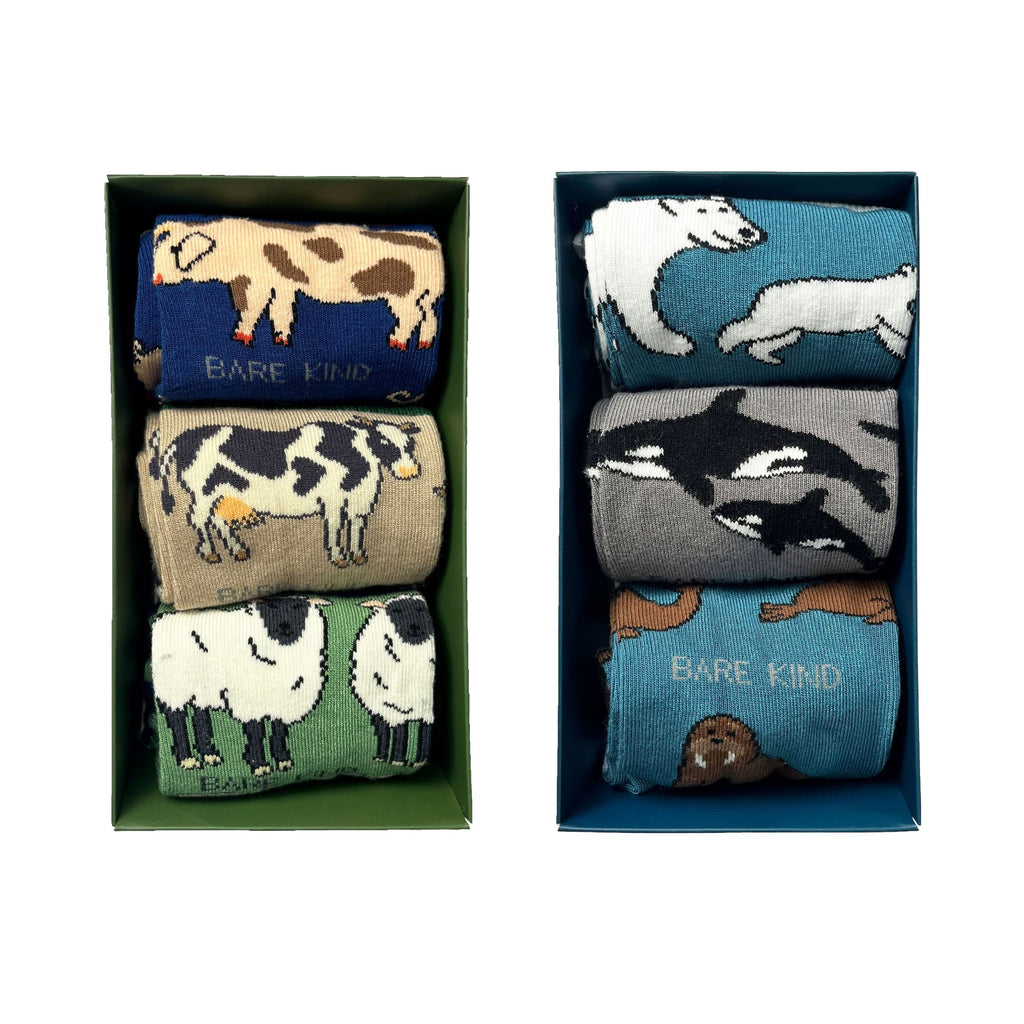 Gift Box Bundle of 2 Bamboo Animal Socks