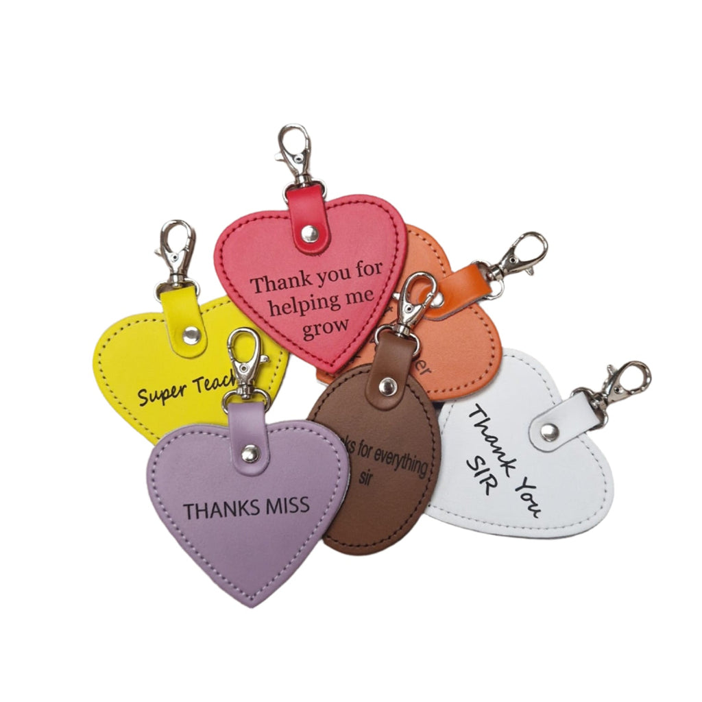 Personalised Leather Bag Charm for Teachers with Free Engraving
