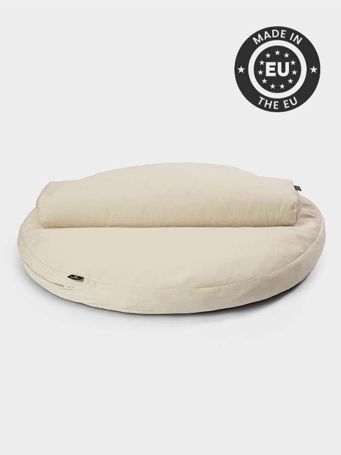 Round Organic Zabuton Meditation Cushion Kit with Buckwheat Bolster