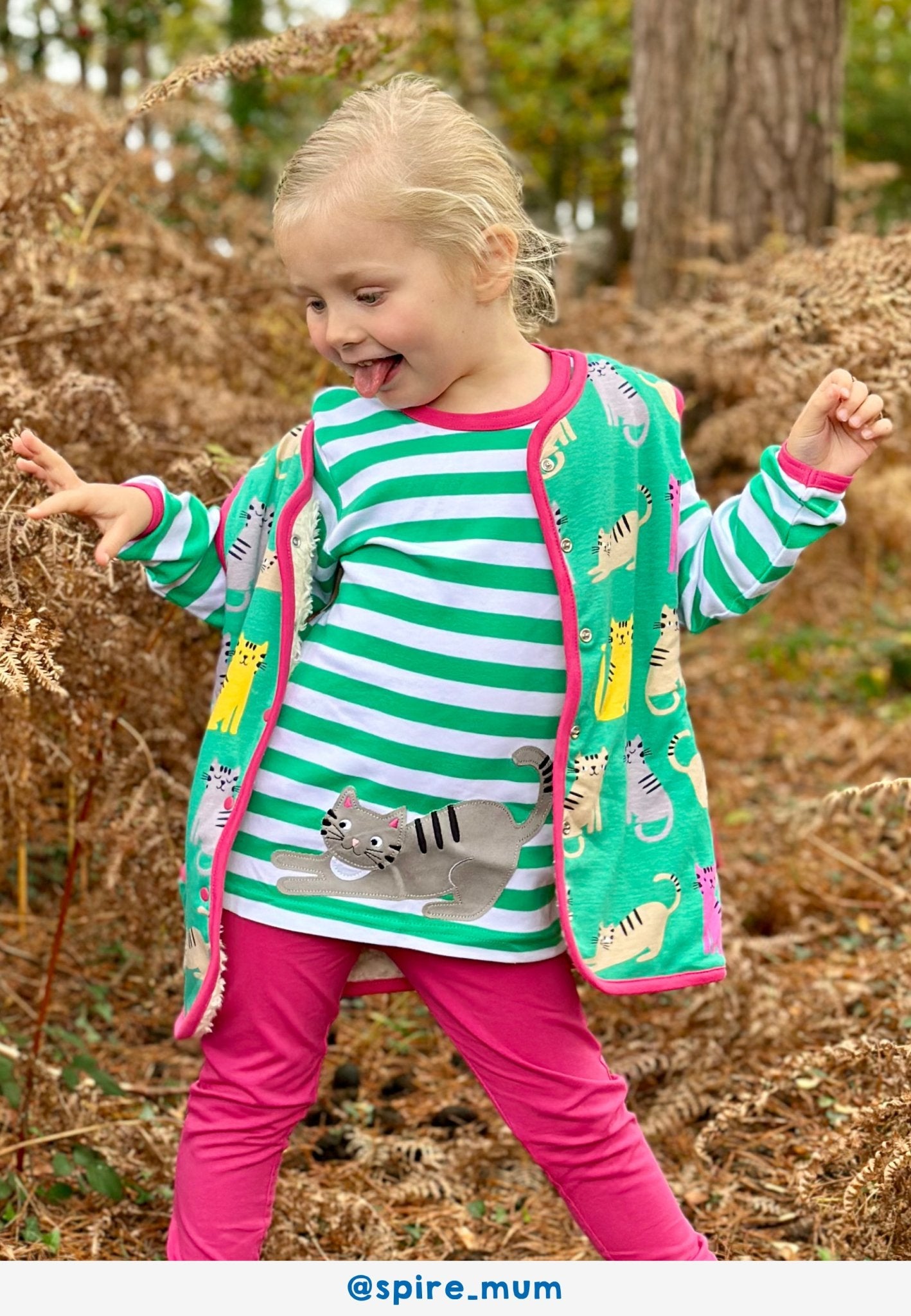 Organic Kitten Print Reversible Gilet for Kids