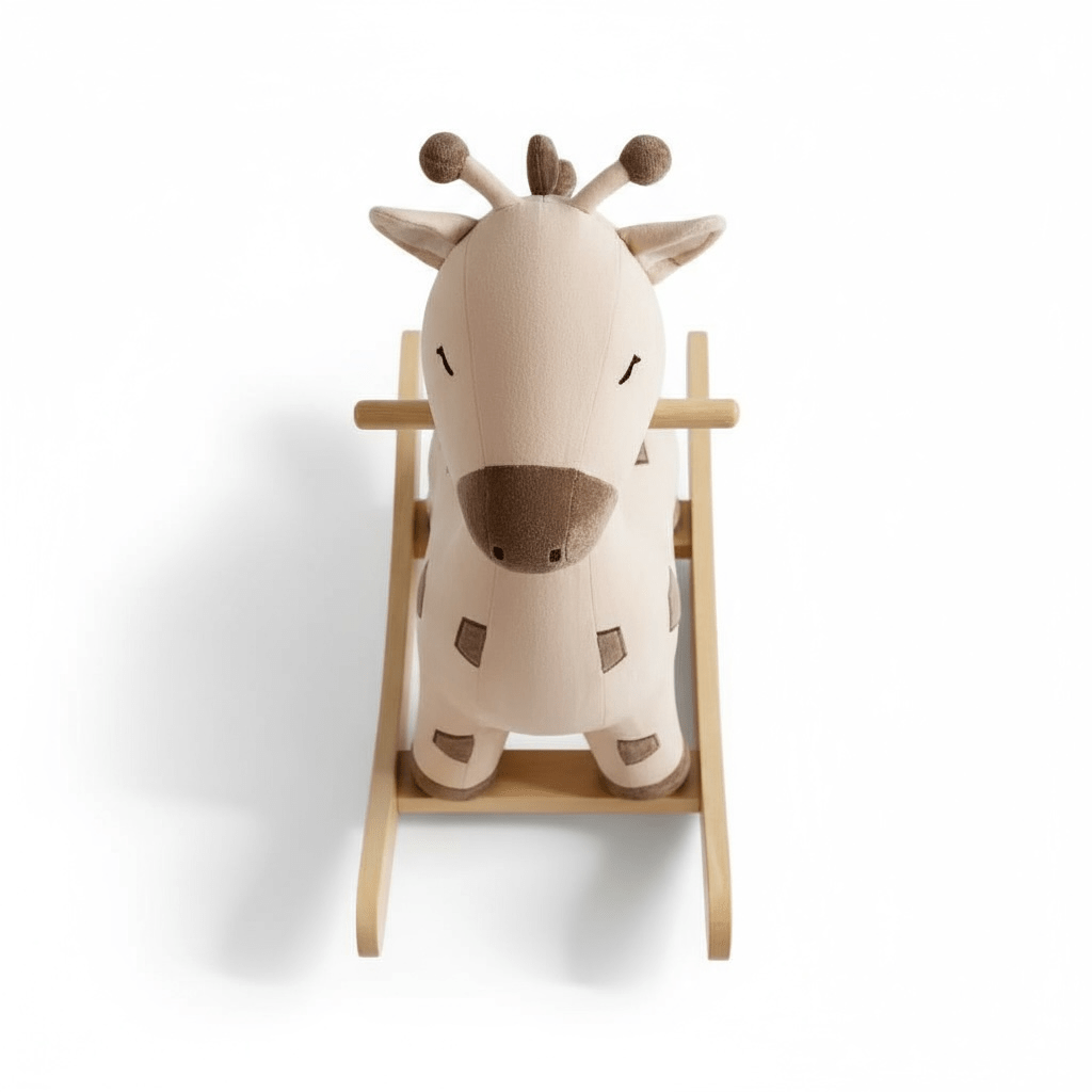Soft Plush Giraffe Rocker with Wooden Base