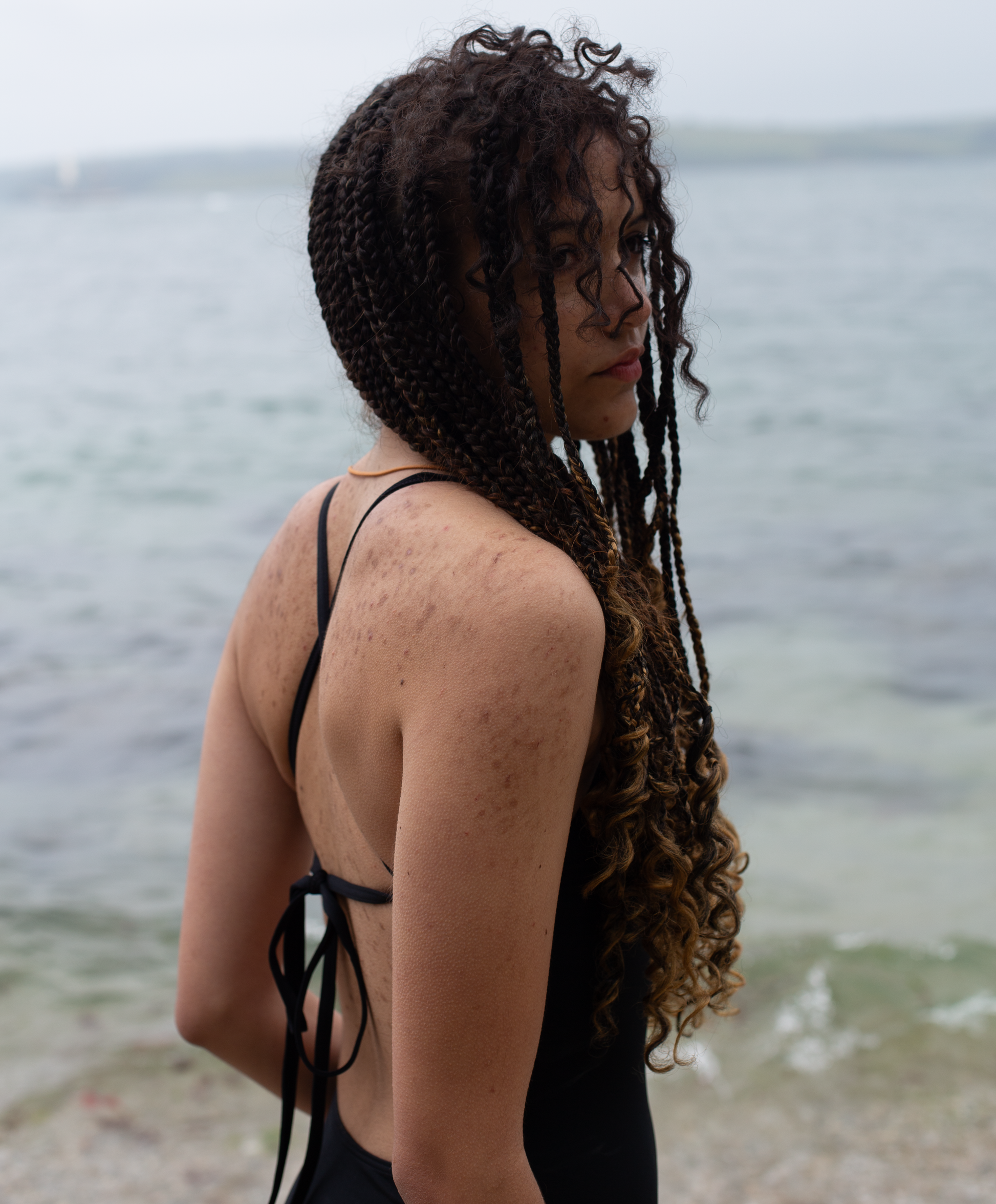 Girl's One-Piece Black Swimsuit – Tie Back