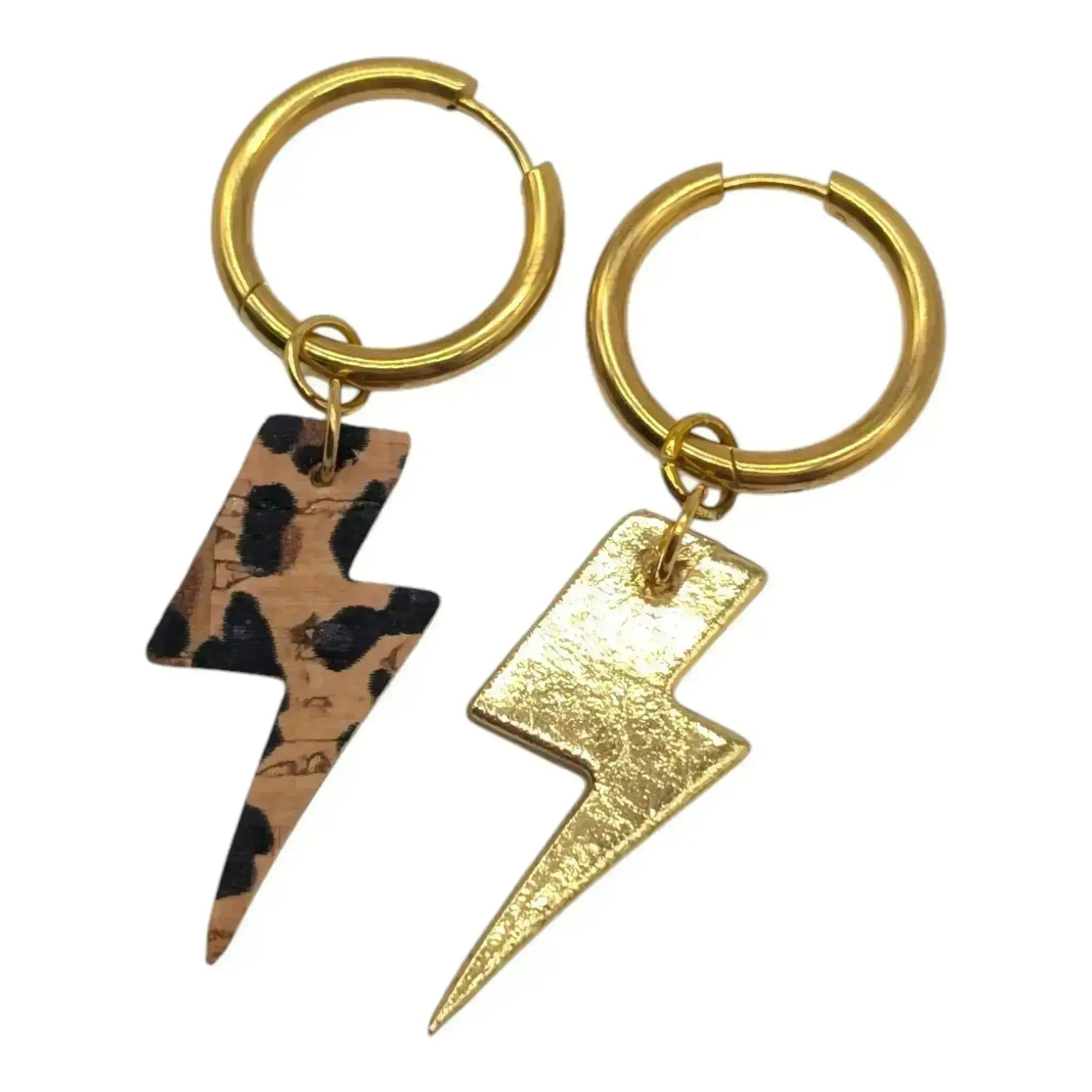 Gold and Cheetah Mini Lightning Bolt Cork Charms