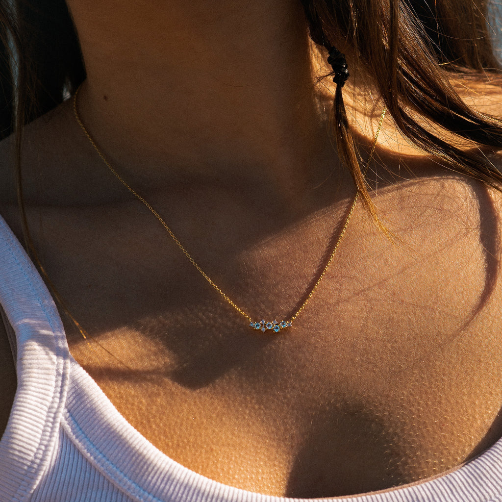 Gold Cluster Gemstone Necklace Elara