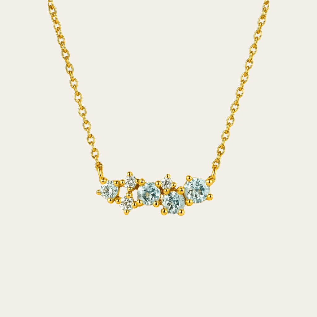 Gold Cluster Gemstone Necklace Elara