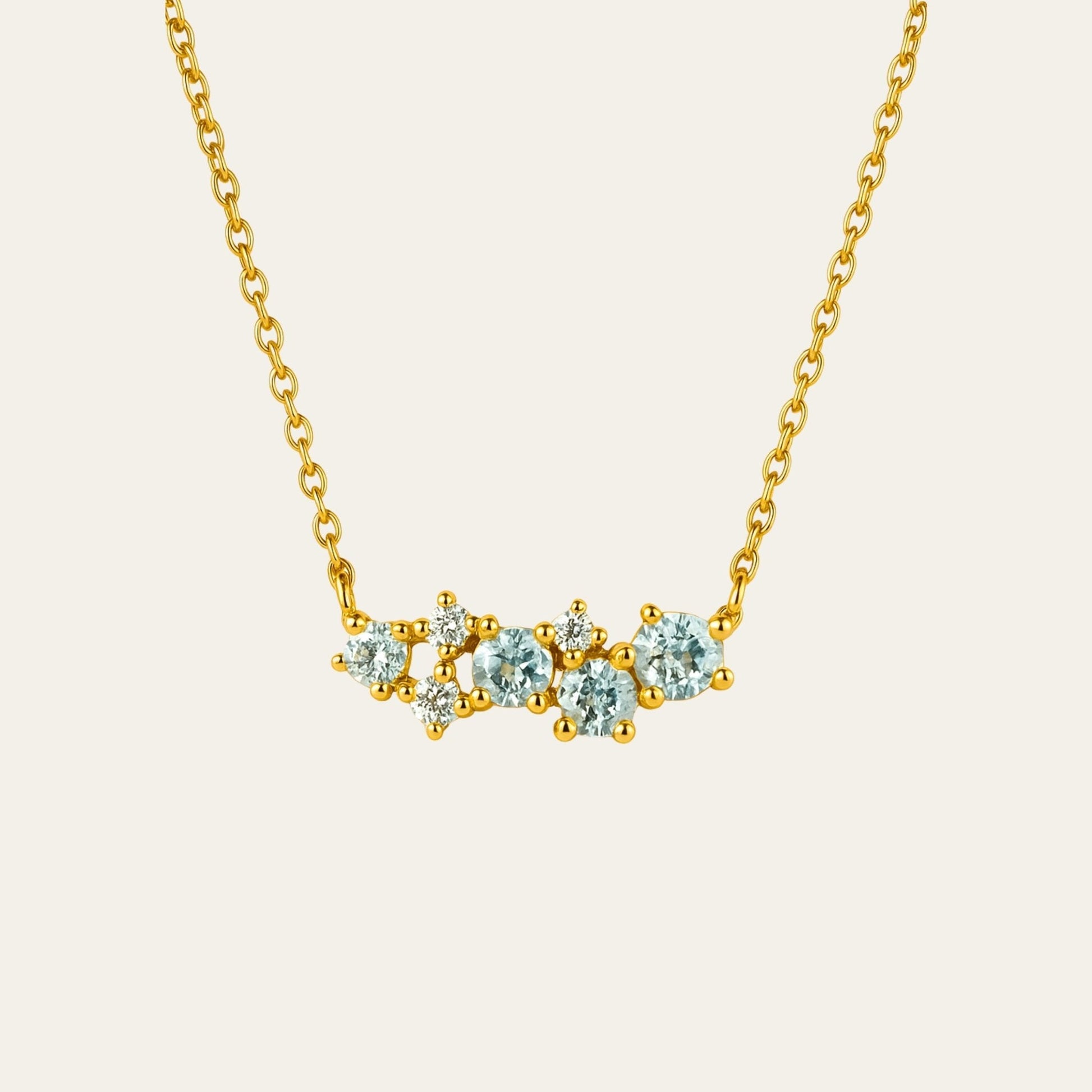 Gold Cluster Gemstone Necklace Elara