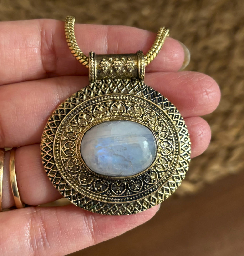 Turquoise and Labradorite Heart Pendants