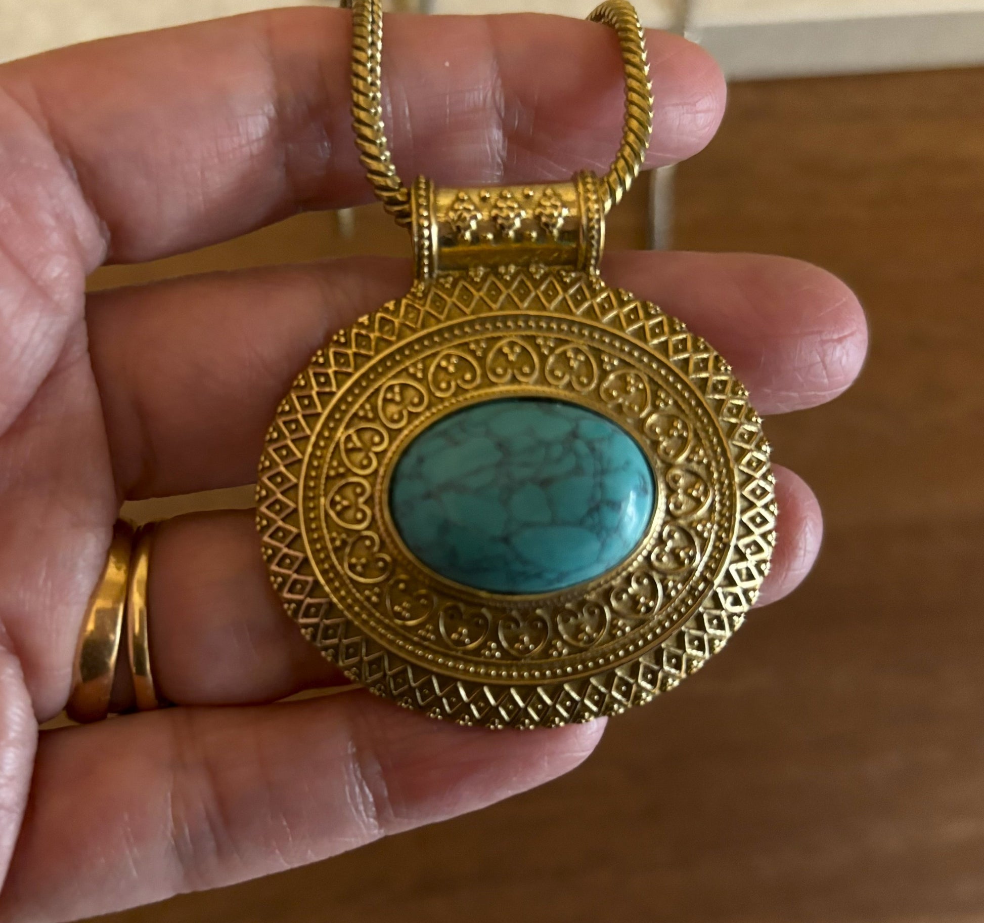 Turquoise and Labradorite Heart Pendants