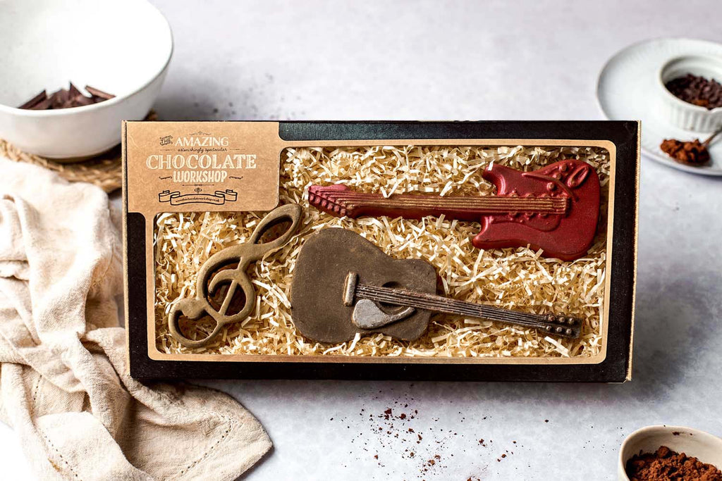 Music Fans Chocolate Gift Box with Acoustic Guitar, Electric Guitar and Music Note