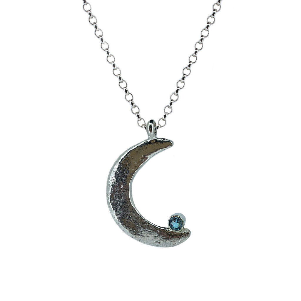 Goddess of the Moon Aquamarine Sterling Silver Necklace