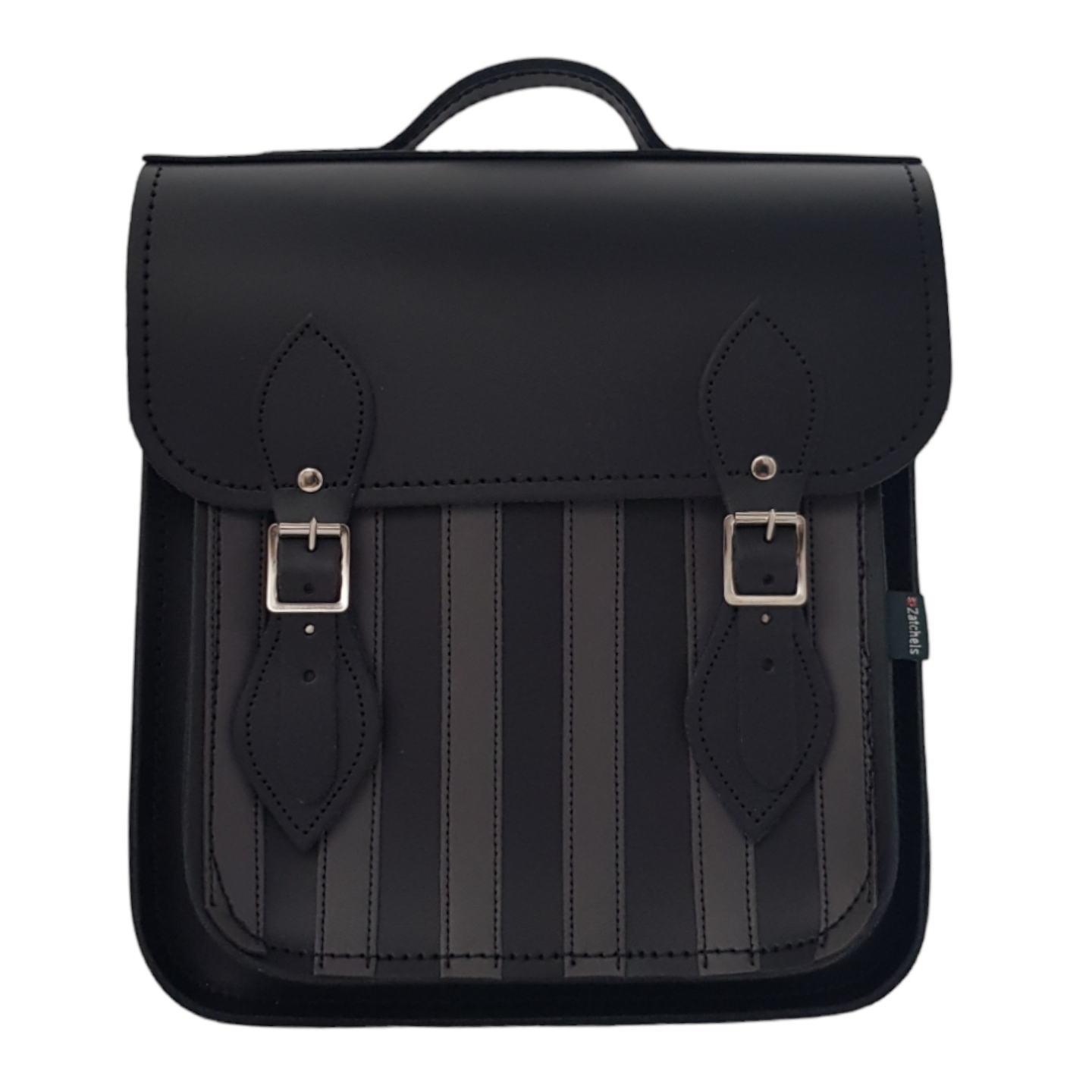 Handmade Leather City Backpack in Gothic Grey and Black Stripes