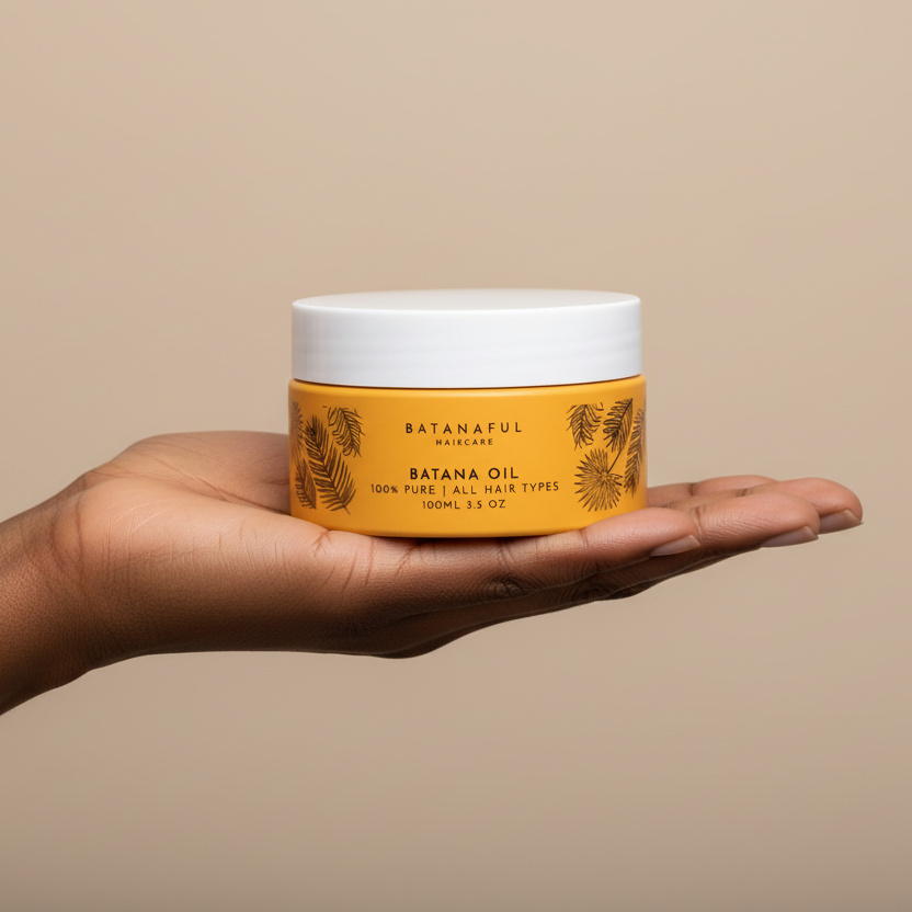 Batanaful hair care product jar with green leaves hair oil for men and women and hair loss oil jar at Sostter