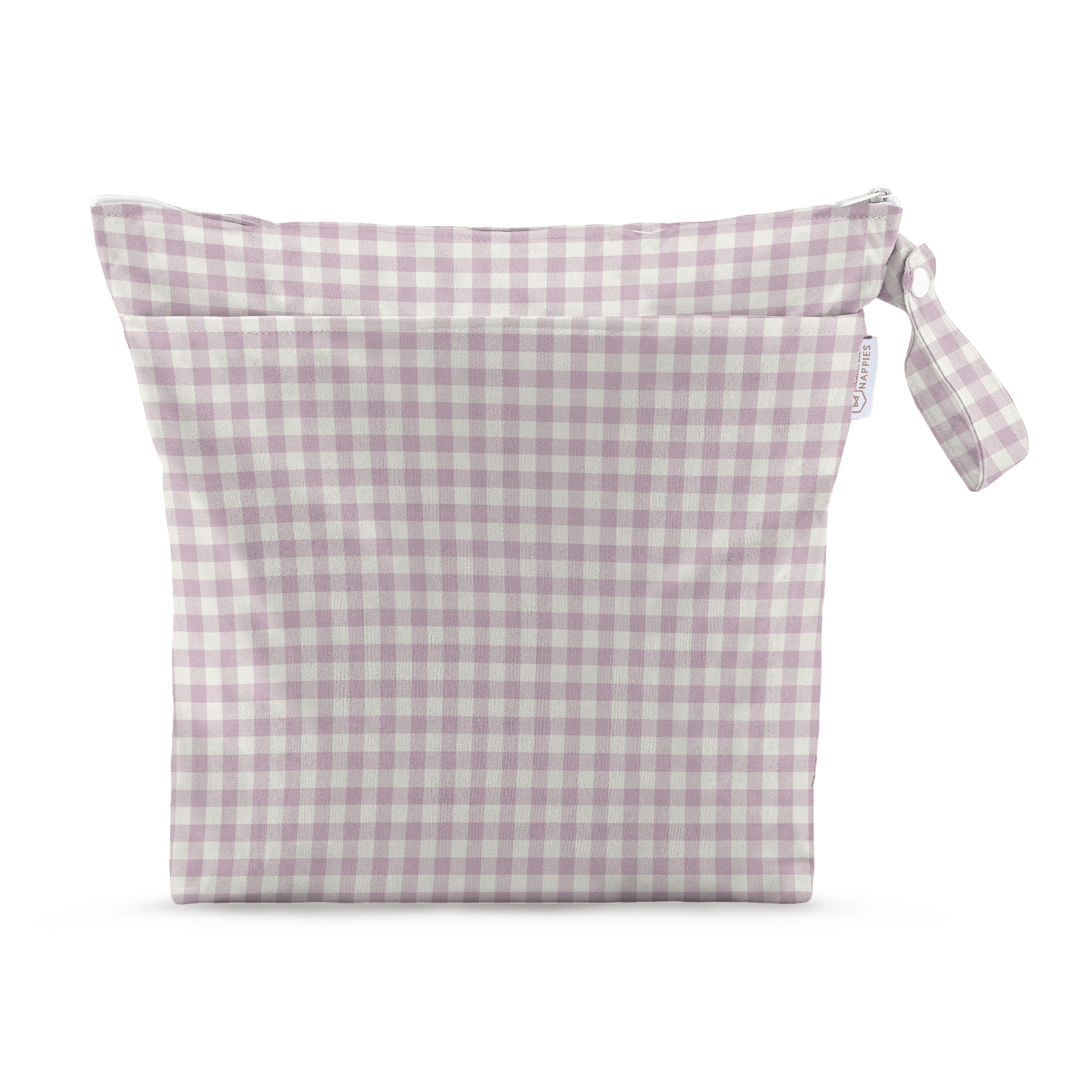 Lilac Gingham Grab and Go Nappy Wet Bag with Handle