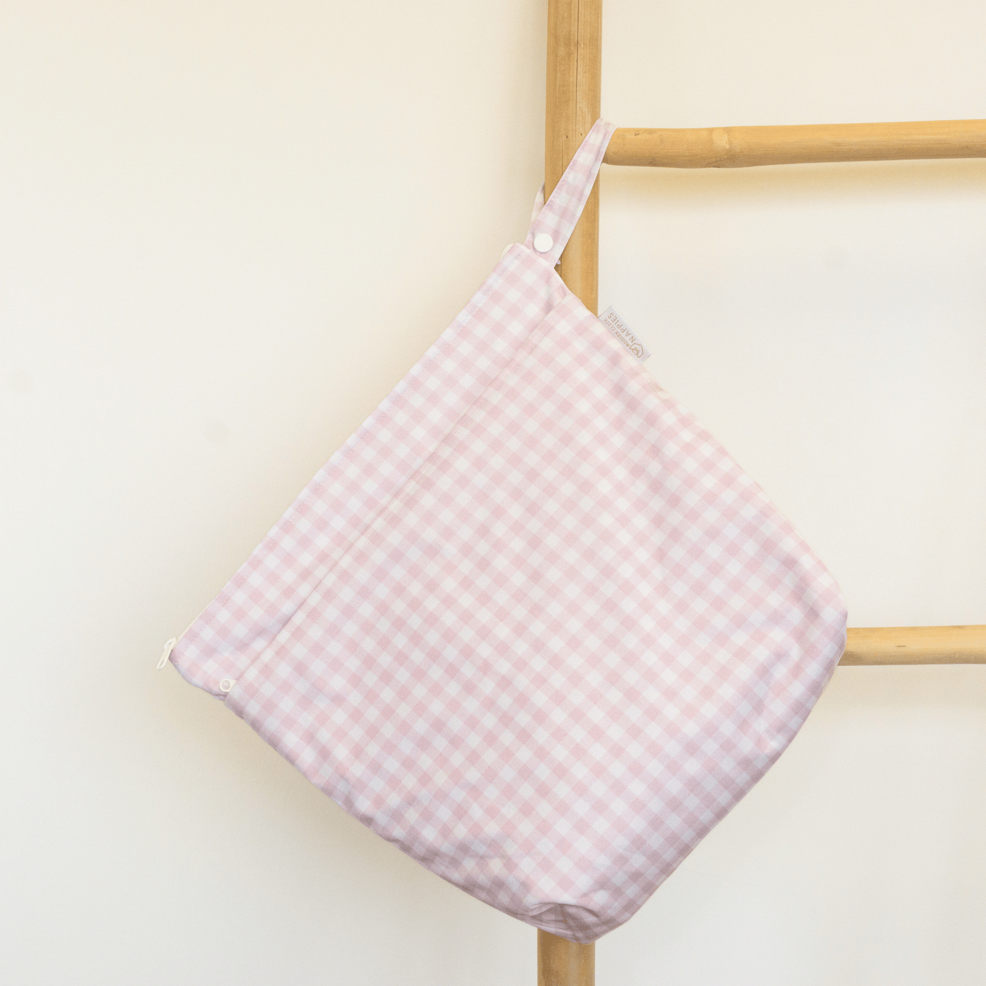 Grab and Go Nappy Wet Bag with Handle in Rose Gingham