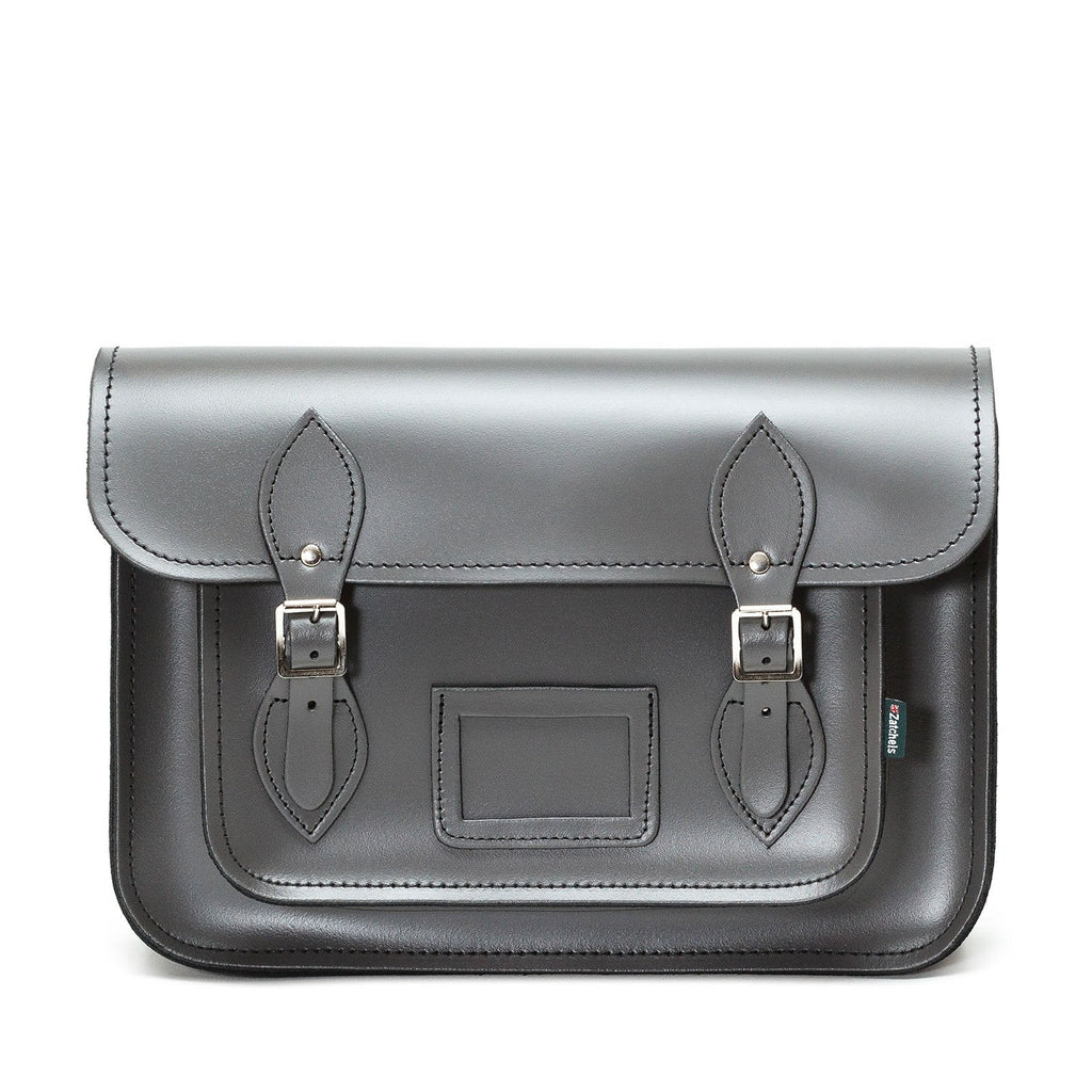 Handmade Leather Satchel in Graphite