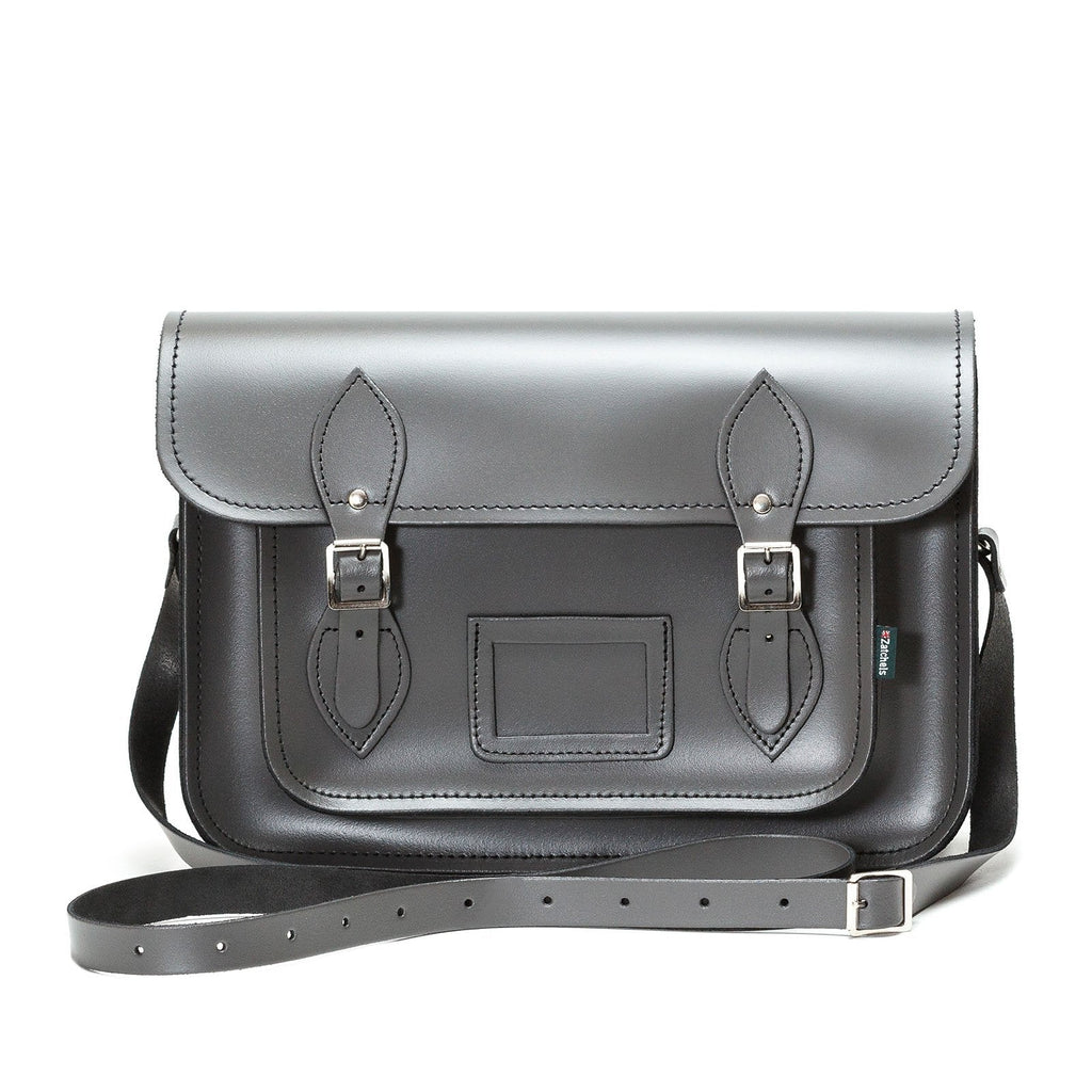 Handmade Leather Satchel in Graphite