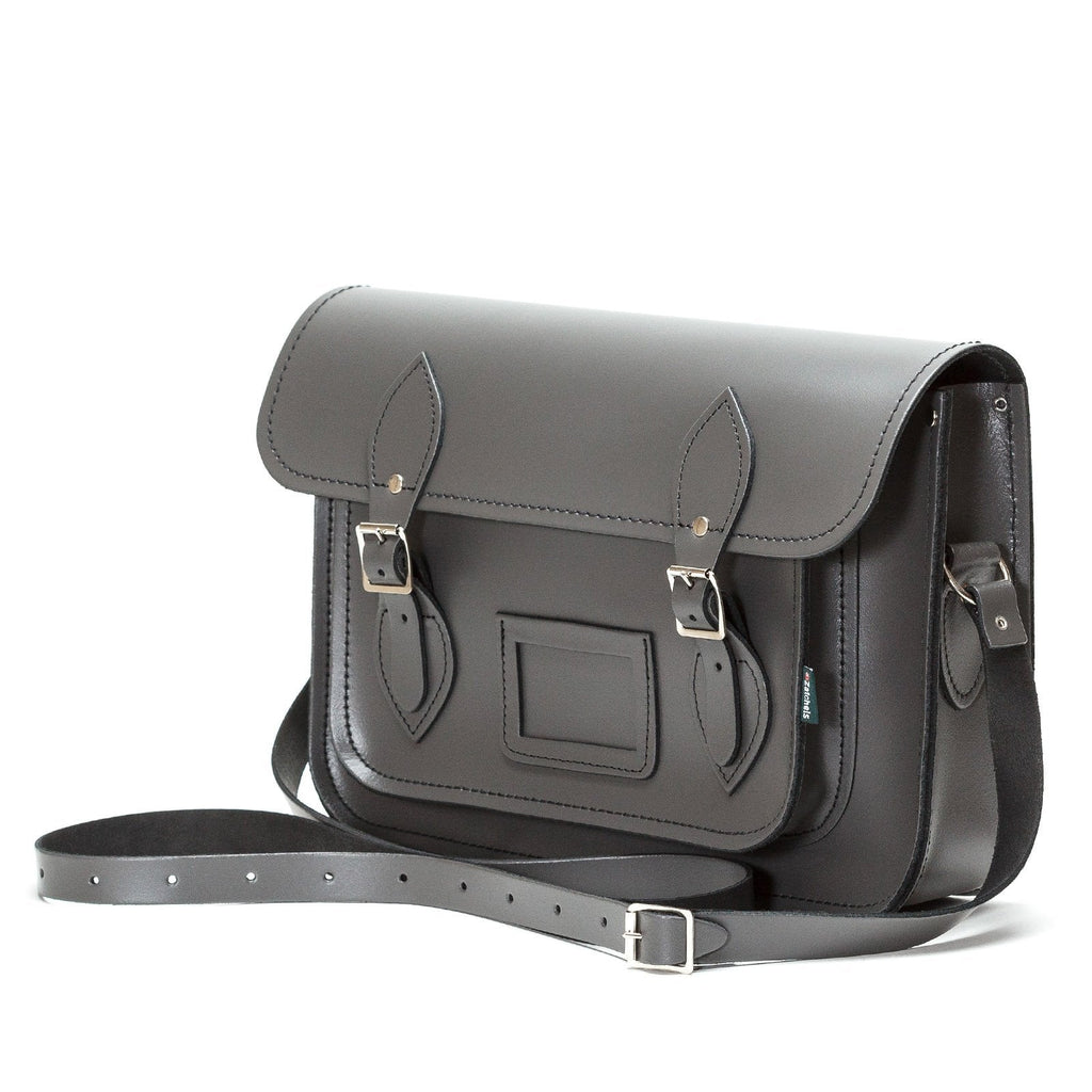 Handmade Leather Satchel in Graphite