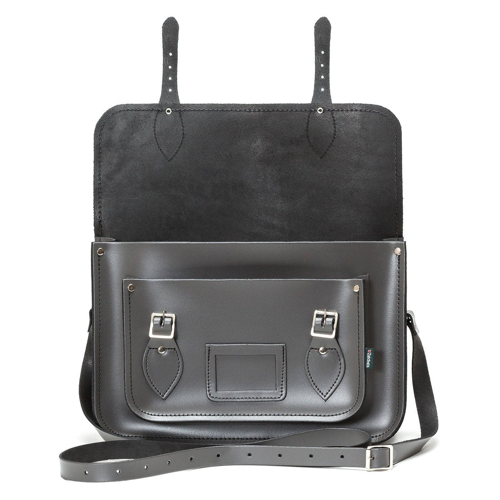 Handmade Leather Satchel in Graphite