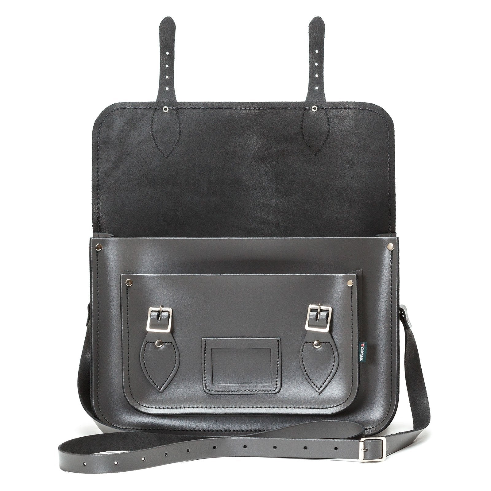 Handmade Leather Satchel in Graphite