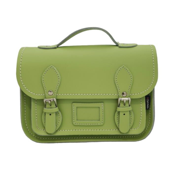 Grass Green Leather Midi Satchel