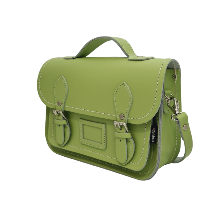 Grass Green Leather Midi Satchel