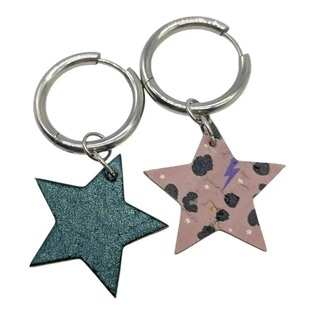 Green and Pink Star Cork Mini Charms