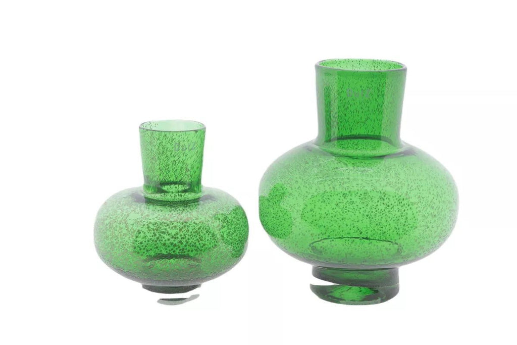 Modest Green Bubbles Mouth Blown Glass Vase