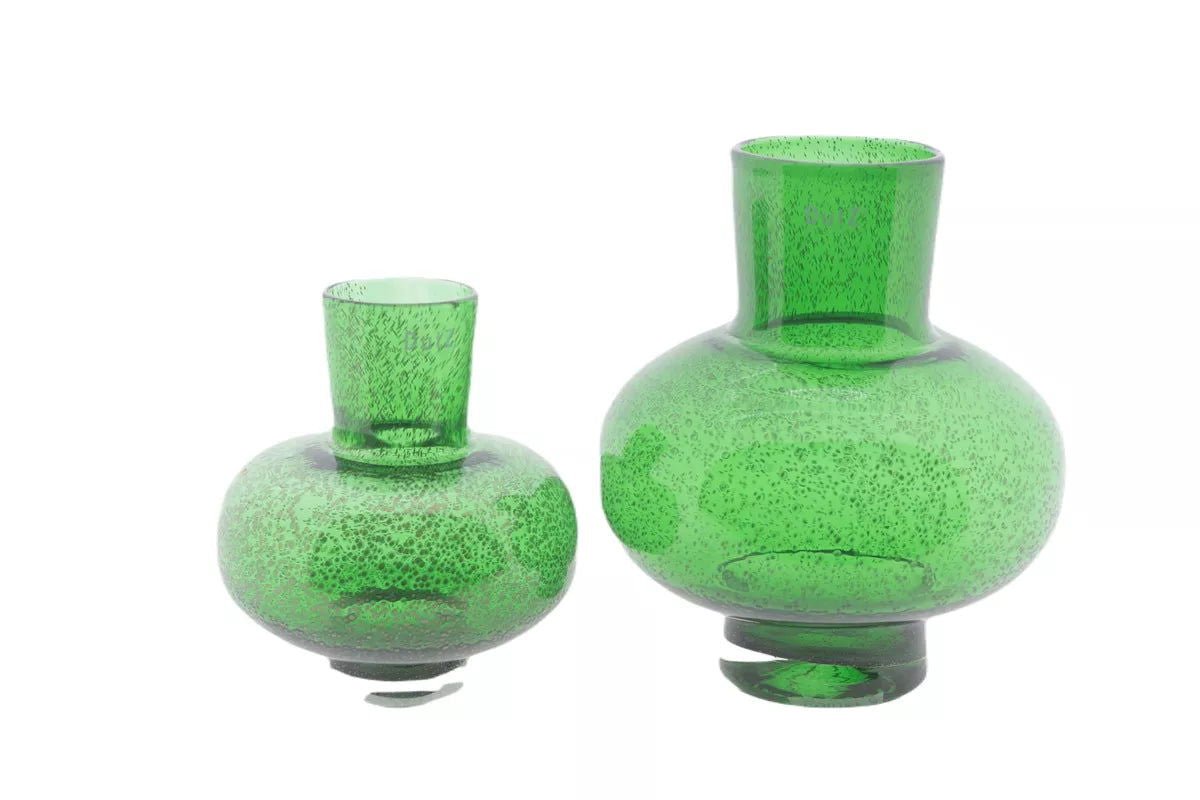 Modest Green Bubbles Mouth Blown Glass Vase