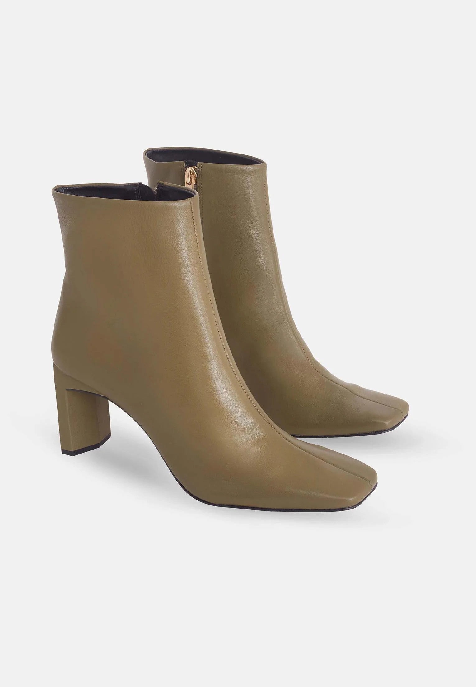 Green Goat Leather Senna Boots – 7.6 cm Block Heel