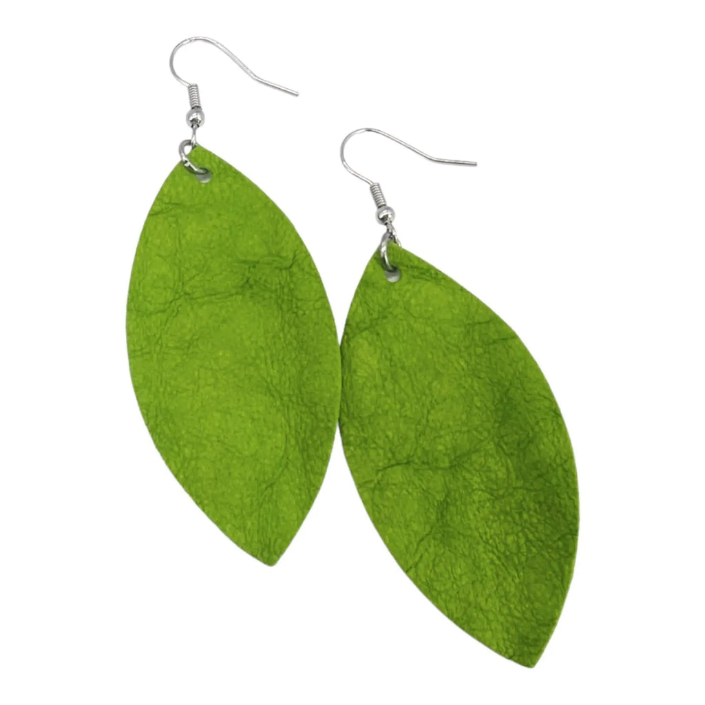 Lime Green Leaf Paper Earrings