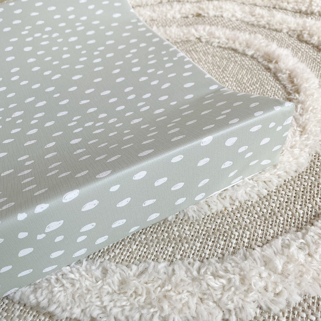 Anti-Roll Wedge Changing Mat - Sage Green Spotty Print