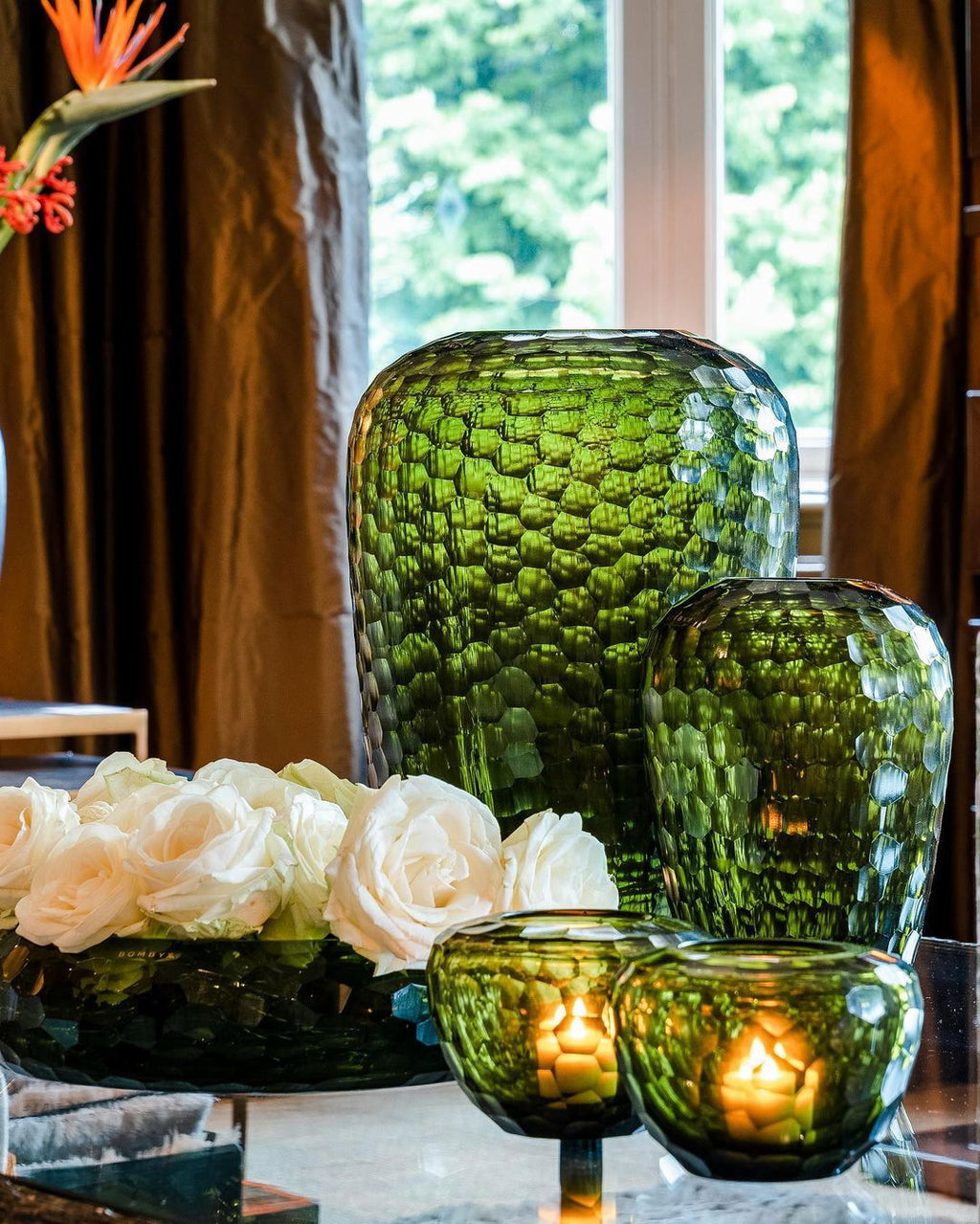 Olive Green Candleholder, 10cm Height