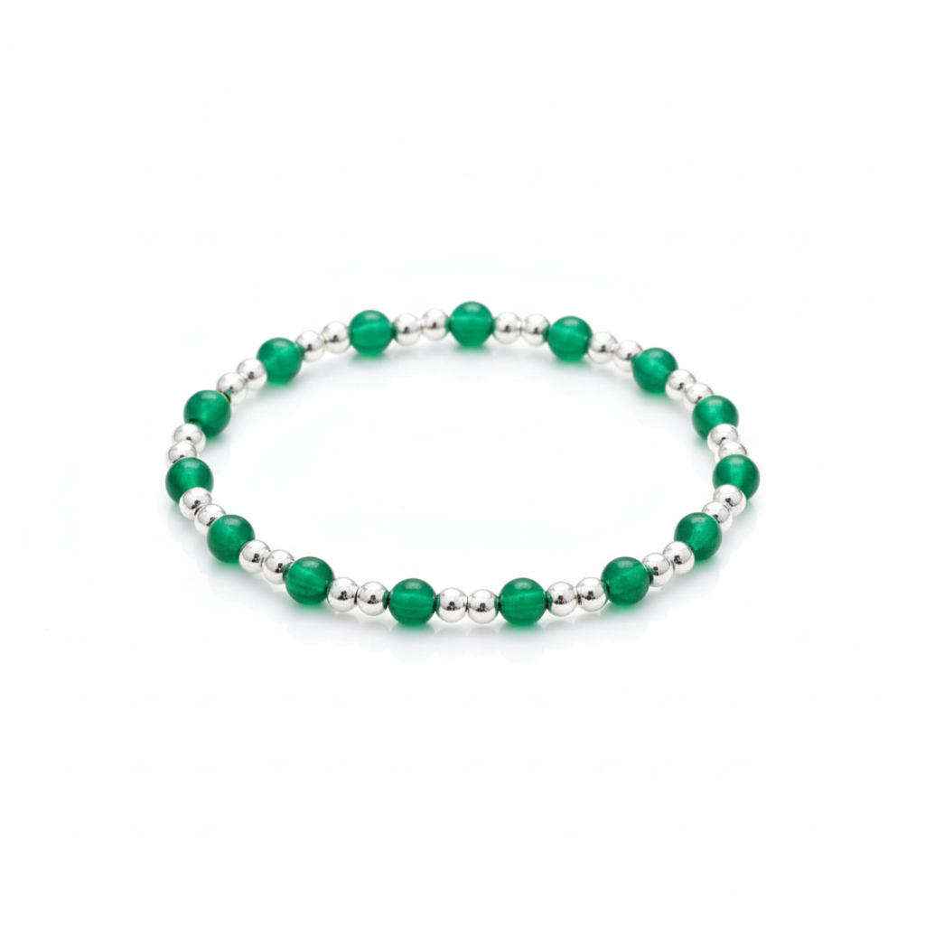 Green Gemstone Bracelet with Sterling Silver