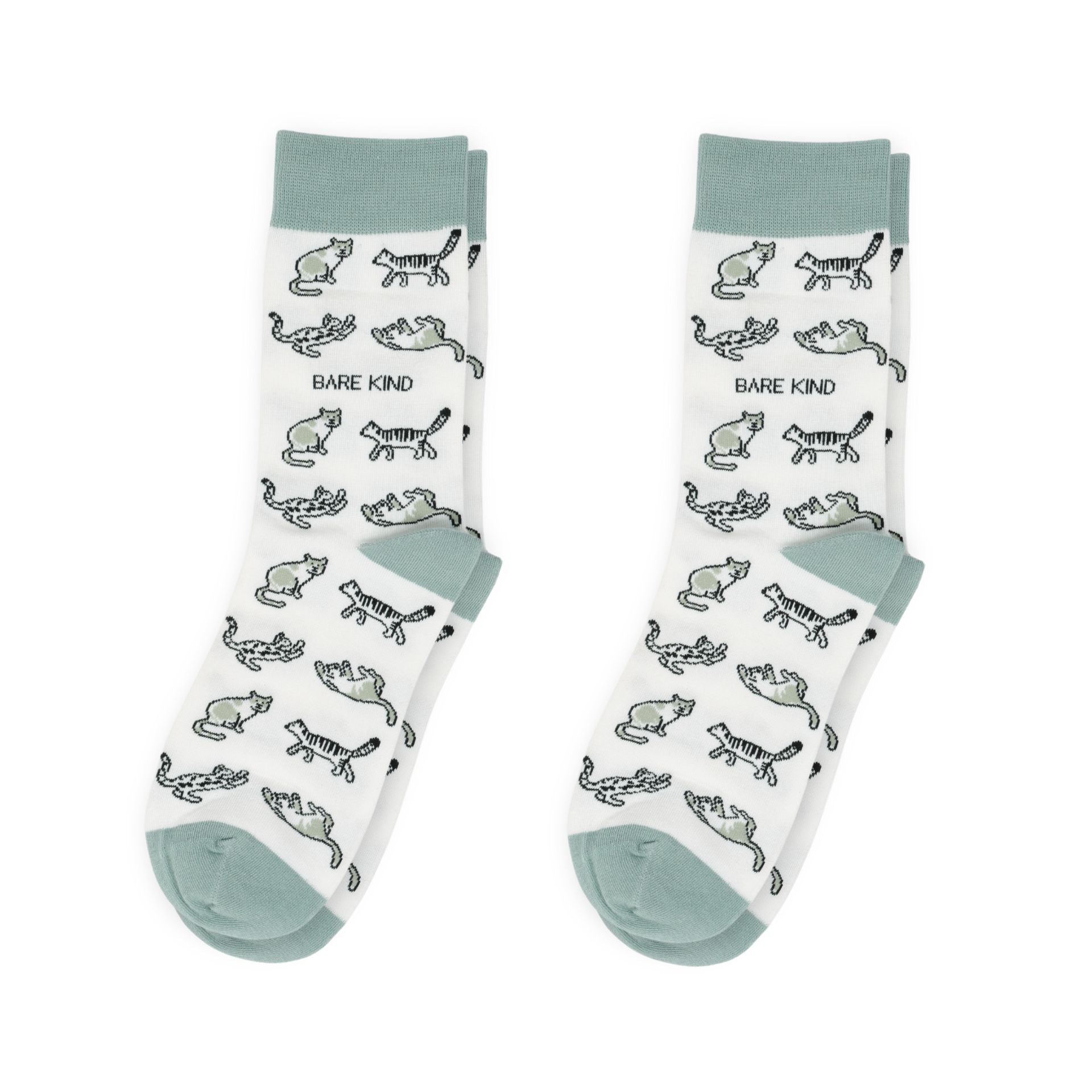 Green Cat Bamboo Sock Pair Set