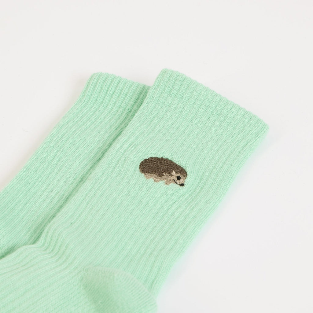 Save the Hedgehog Ribbed Bamboo Socks in Green