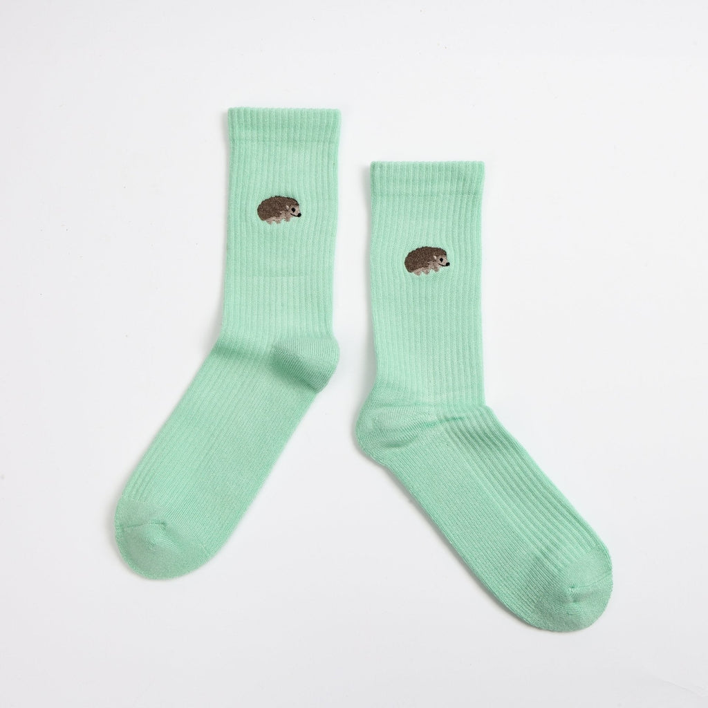 Save the Hedgehog Ribbed Bamboo Socks in Green