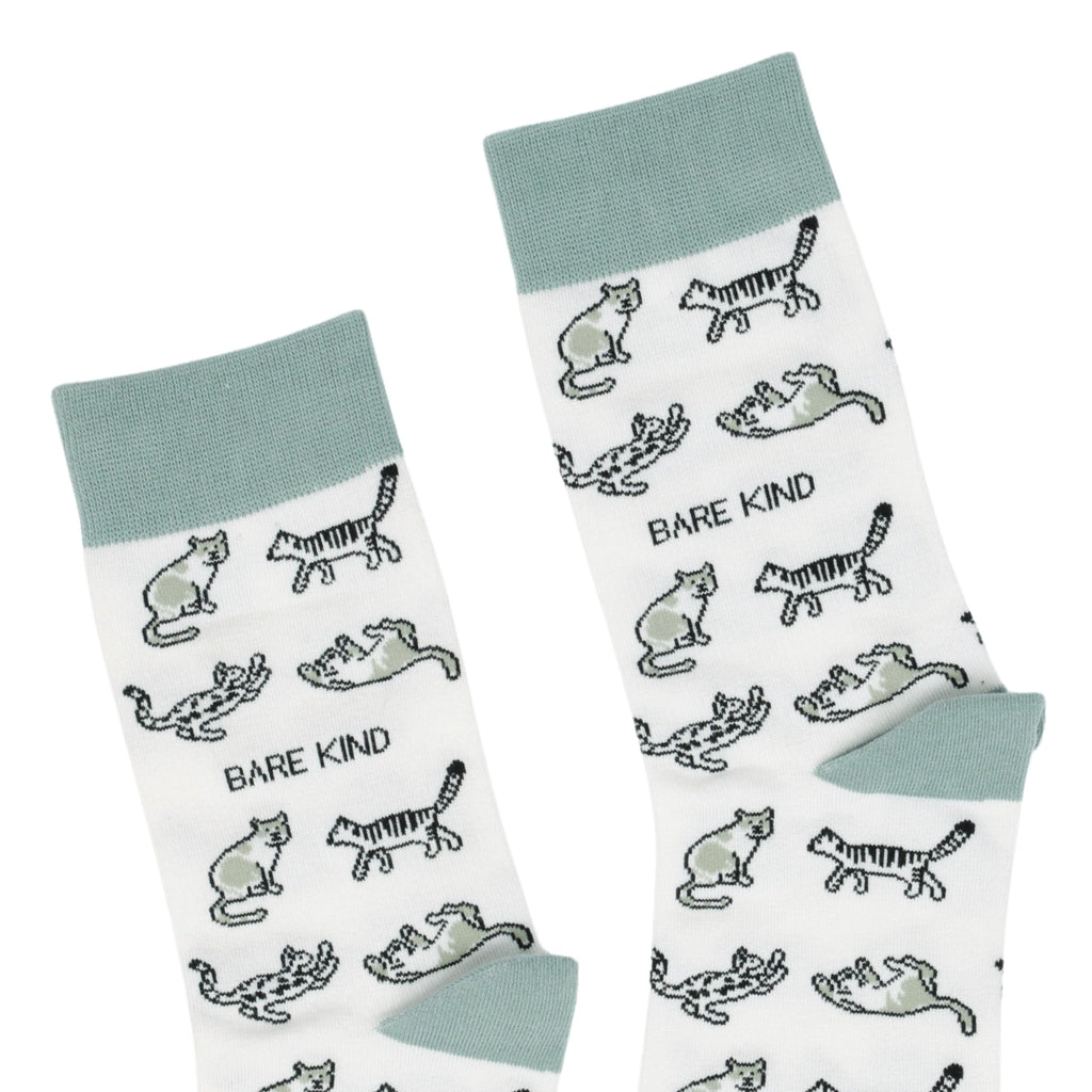 Green Bamboo Cat Socks