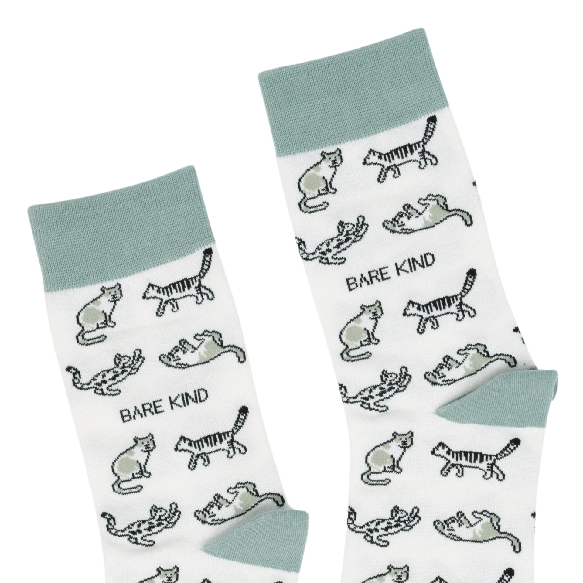 Green Cat Bamboo Sock Pair Set