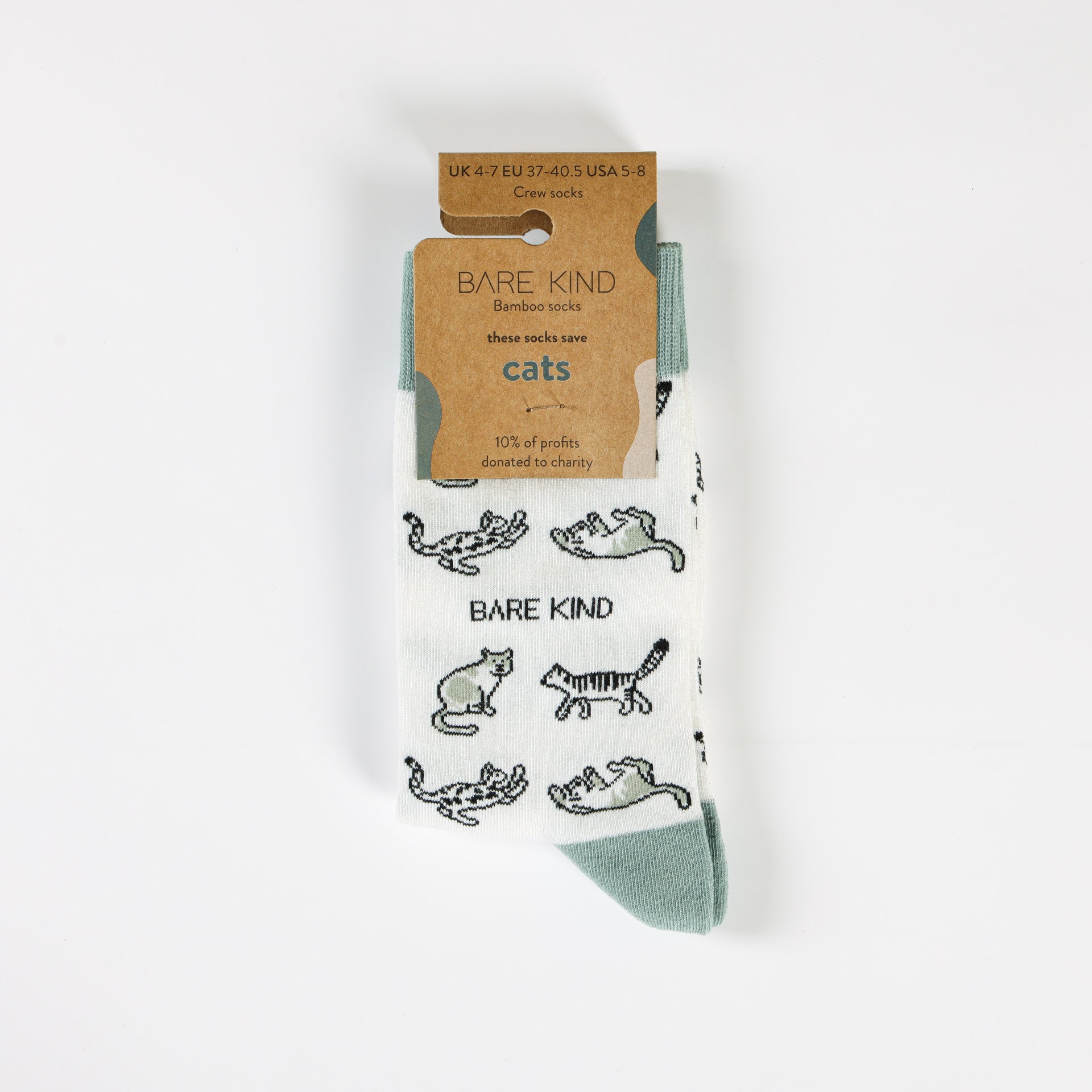 Green Bamboo Cat Socks