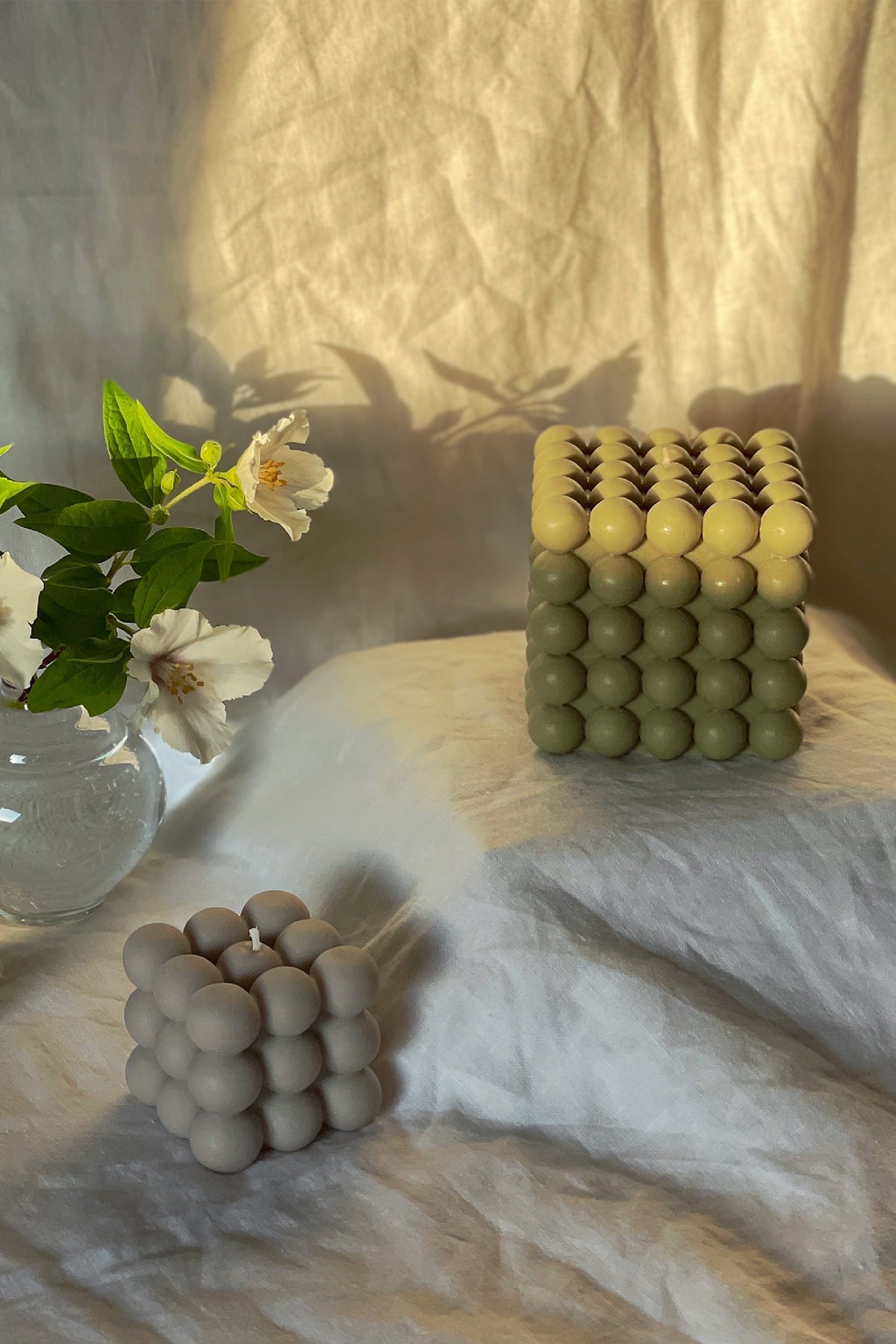 Large Pastel Bubble Cube Candle