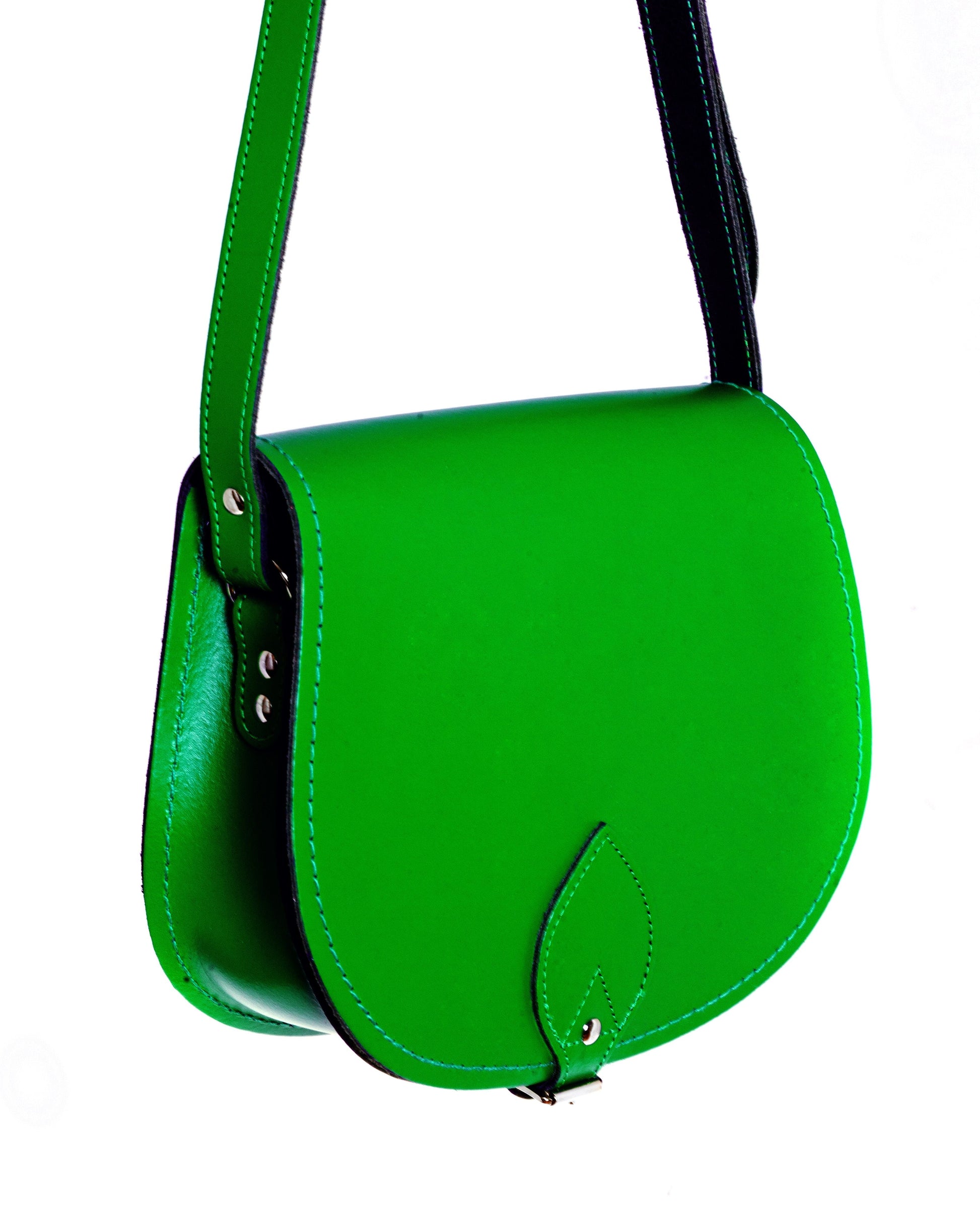 Handmade Leather Saddle Bag in Green